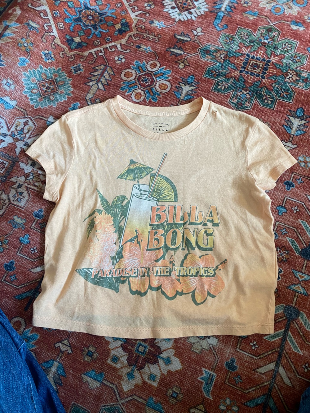 Billabong Cream Tee with Tropical Drink Graphic